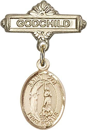 Детски икона Jewels Мания за талисман на Свети Зоя Римската и иконата Кръщелница | Детски икона от 14-каратово злато с талисман Свети Зоя Римската и иконата Кръщелница -