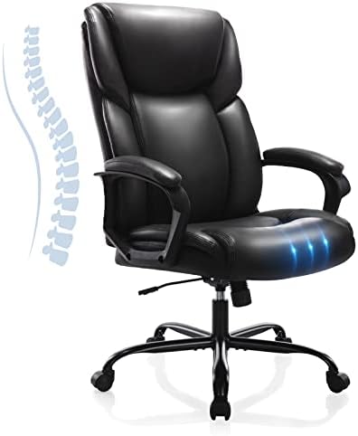 Работно кресло за ръководители, с Регулируема Висока Облегалка Ергономичен Въртящо се Работно Кресло за мениджъри, Компютърен Стол за Домашния офис, са от Изкуств?