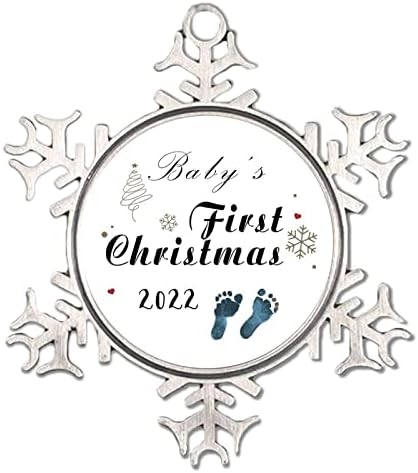 Селска къща Метално Украшение във формата на Снежинки Първата Коледа на бебето 2022 Коледно Дърво Висящи Украшения За