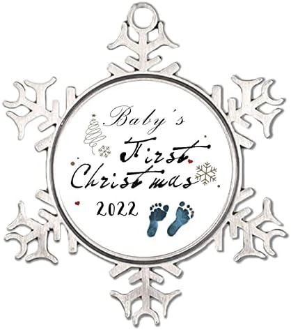 Елегантни Бижута във формата на Снежинки, Първата Коледа на бебето 2022 Метално Украшение във формата на Снежинки За Спомен Отпечатък от Крака на Новороденото Отпеч?