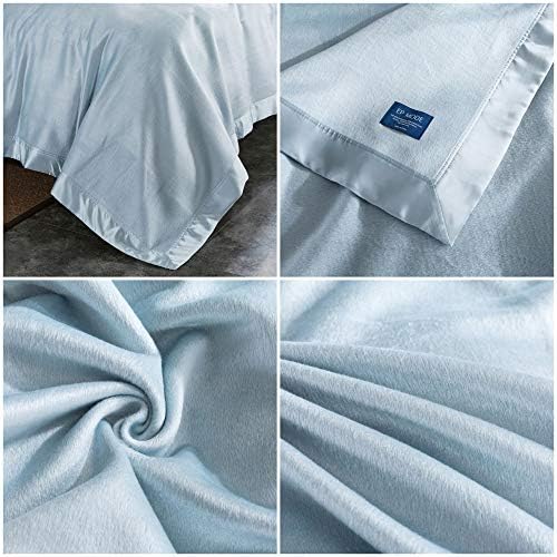 Луксозно одеяло от коприна тутового цвят ЕП Mode с кант от копринен шармеза (нежно-синьо, размер 106 х 88)