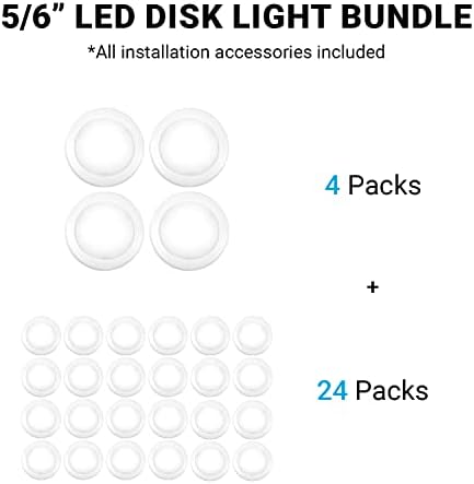 PARMIDA (4 опаковки) 5/6-инчов led дисков лампа 3000K (мек бял) и (24 опаковката) на 5/6-инчов led диск с регулируема яркост 3000K (мек бял)