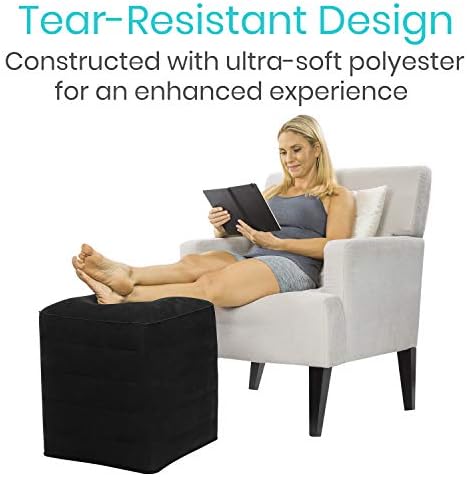 Xtra-Удобна надуваема оттоманка за краката, за пътуване - Възглавница за краката, за офис бюрото, на колата, на стола, на самолета - Възглавница за повдигане на крака с ?