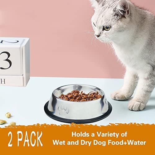 Купа за кучета Mikicharm от неръждаема стомана с гумена основа за храна и вода, съд за храна за домашни любимци, Идеален избор Купички за кучета за малки/Средни/ големи к?