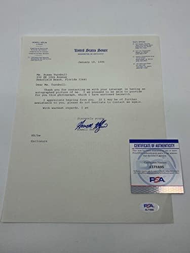 Хауъл Heflin, сенатор от Алабама, Юрист, Политик, Подписано Писмо с Автограф на PSA DNA Подпис, Изрязани от колеж