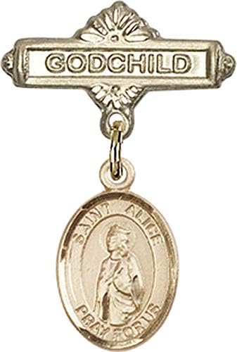 Детски икона Jewels Мания за талисман на Светия Алиса и игла за икона Кръщелник | Детски иконата със златен пълнеж