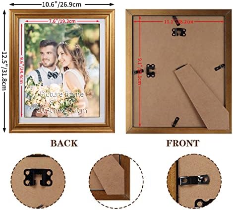 Рамки за снимки Rempry 8x10, пакет от 6, Потертая Златна Фоторамка в Селски стил, За Показване на снимки в 8 от 10 с Мат, Модерни Рамки за монтиране на стена на маса