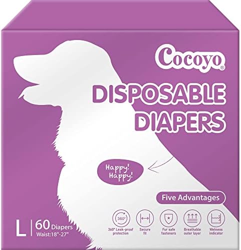 Пелени за еднократна употреба COCOYO за кучета, Сверхпоглощающие, Дишащи, С индикатор за влага (Големи, 60)