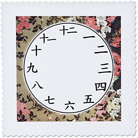 Триизмерен циферблат японски часовници с цифри канджи Ито Якучу в едно цвете. - Квадрати за завивки (qs-362981-10)